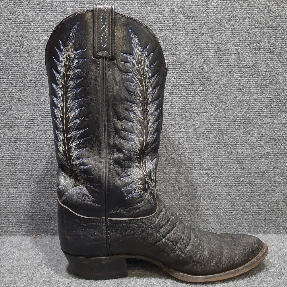 Vintage Tony Lama Cowboy Boots Gold Label Exotic Hide 8614 Black Men's11 D - Picture 10 of 15